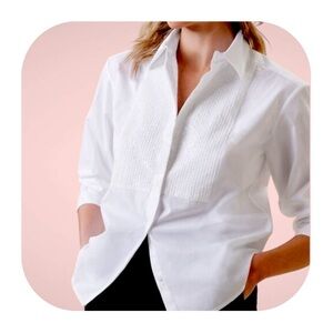 NWT Banana Republic XS white sequin front button down shirt